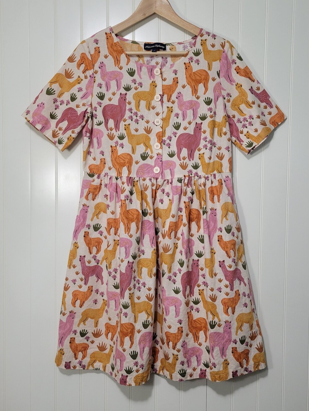 Princess Highway Bella Llama Cacti Floral Whimsical Cottagecore Midi Shirt Dress